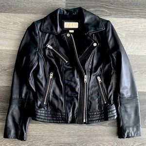 Michael Kors Petite 100% Leather Moto Jacket.